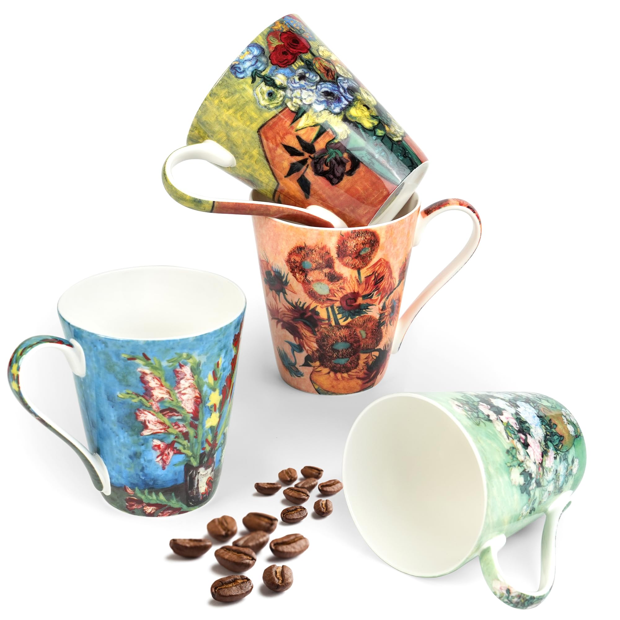Amazon.com: AOTELIDA Coffee Mug Sets of 4, 12oz Bone China